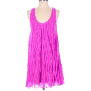 Free People hot pink lace swing mini dress -Size S